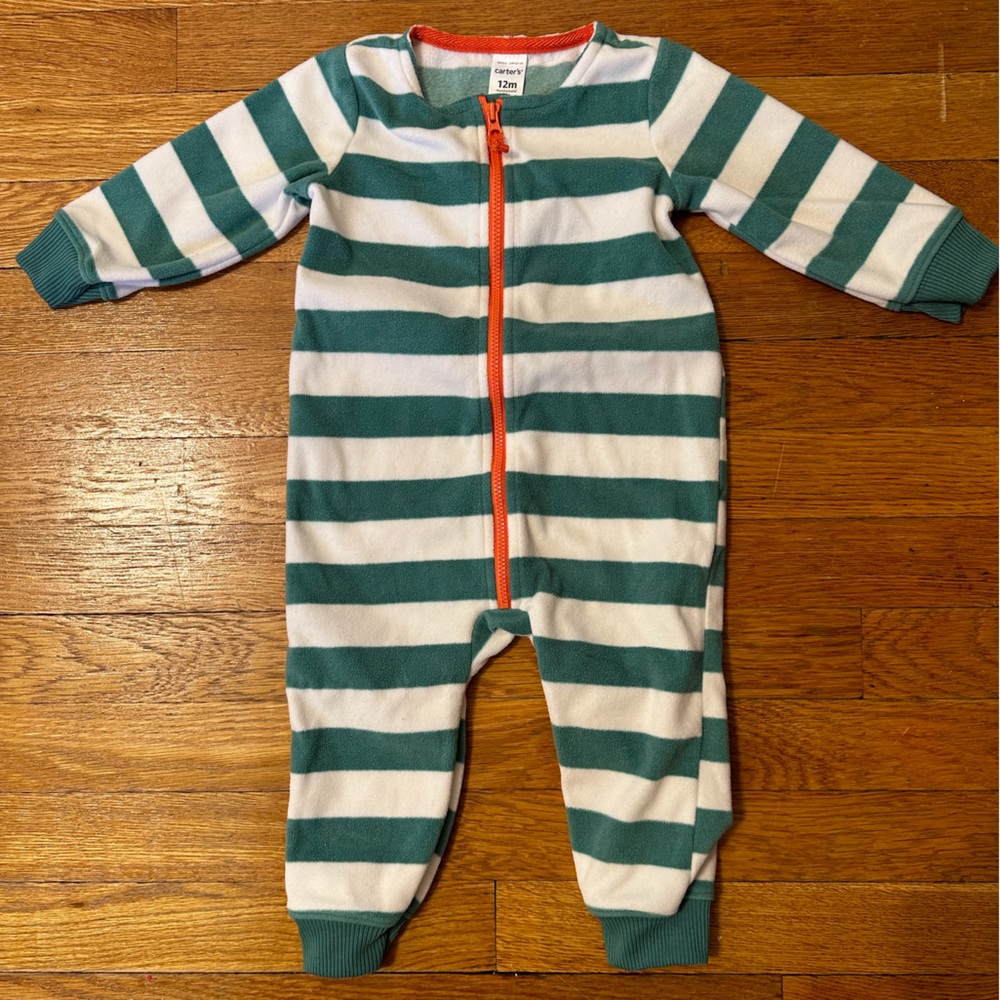 Carter’s 12 month zippered fleece one piece/pjs
